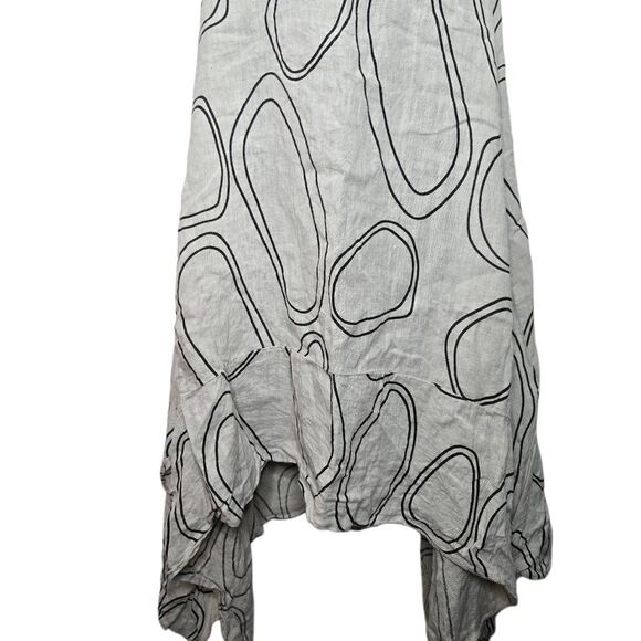 Cristina Vergani Dress Sleeveless 100% Linen Asymmetrical Hem Size Large - Picture 5 of 10